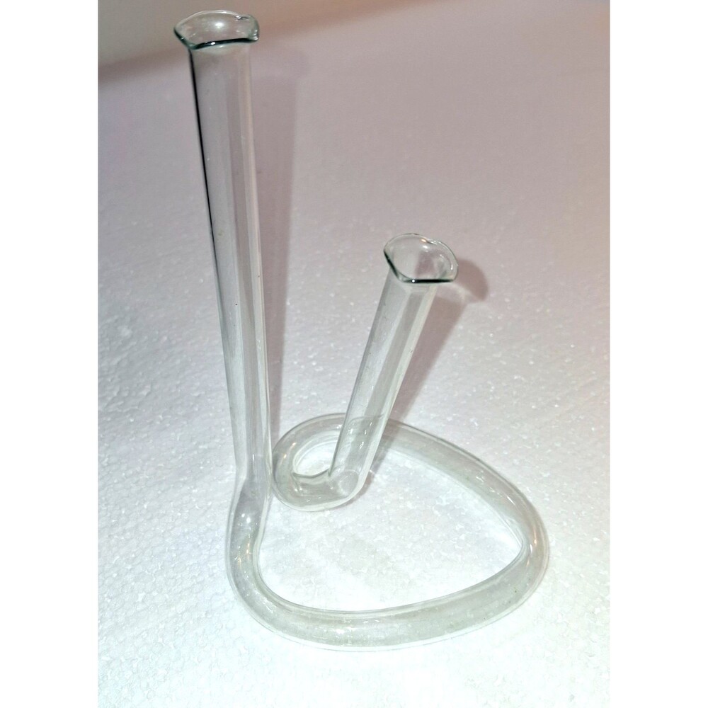 Vtg MCM Double Ruffle Top Tube Twisted Heart Glass Bud Vase Propagation 6.5"